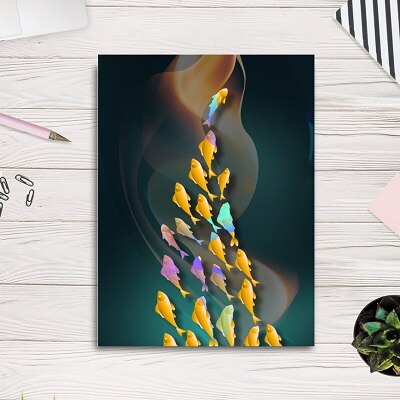 Abstract Colored Fishes Canvas Art