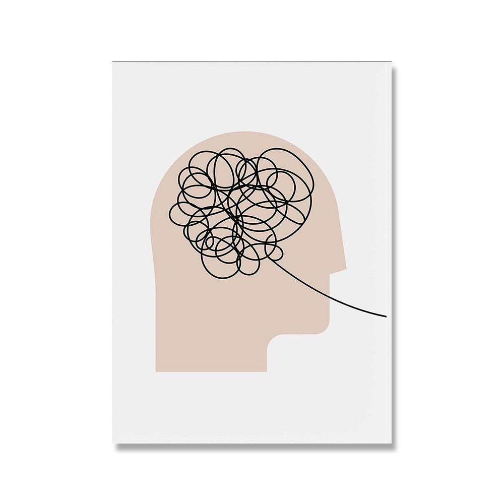 Minimalist Abstract Human Brain Idea Canvas Art