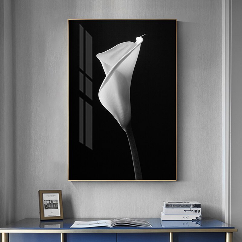 Black And White Tulip Flower Canvas Art