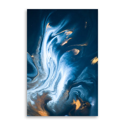 Blue River Marble Gold Foil Canvas Art