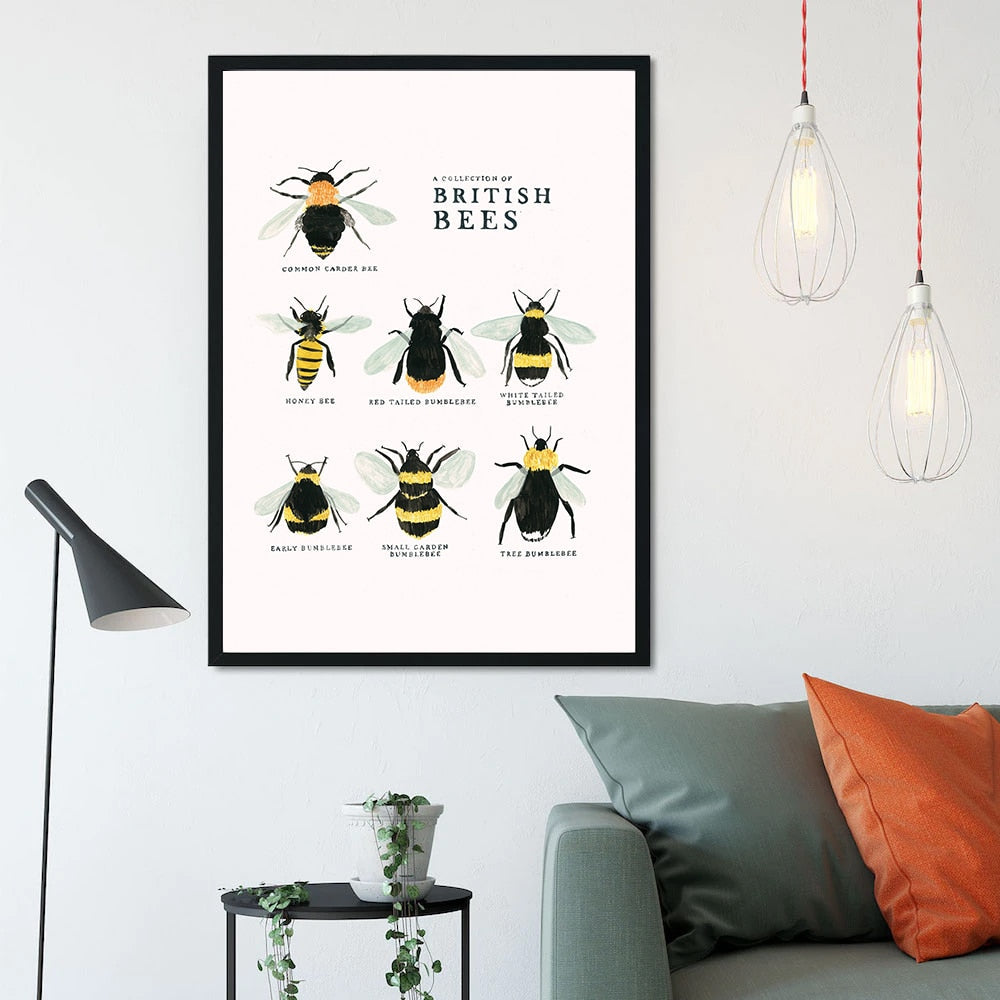 A Collection Of British Bees Canvas Art