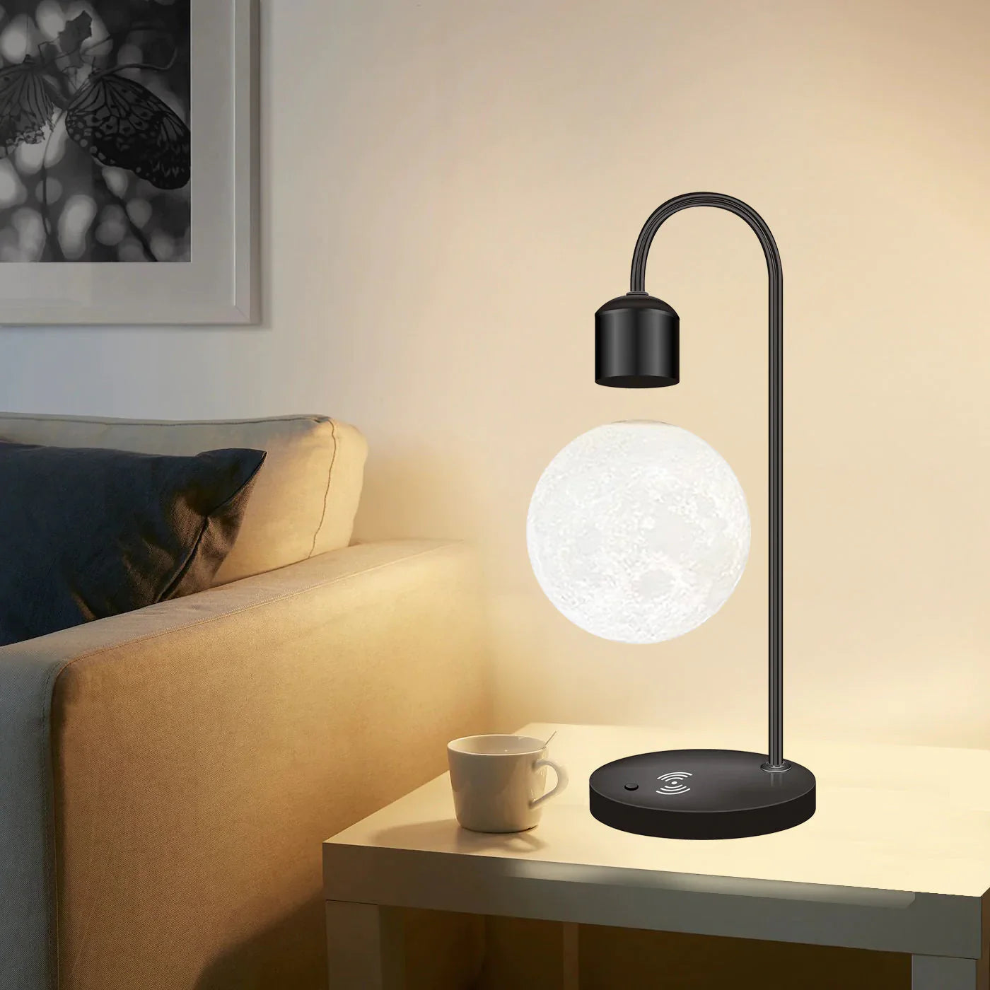 Levitating Moon Led Lamp With Wireless Phone Charger