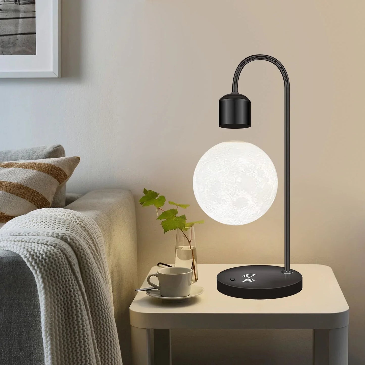 Levitating Moon Led Lamp With Wireless Phone Charger