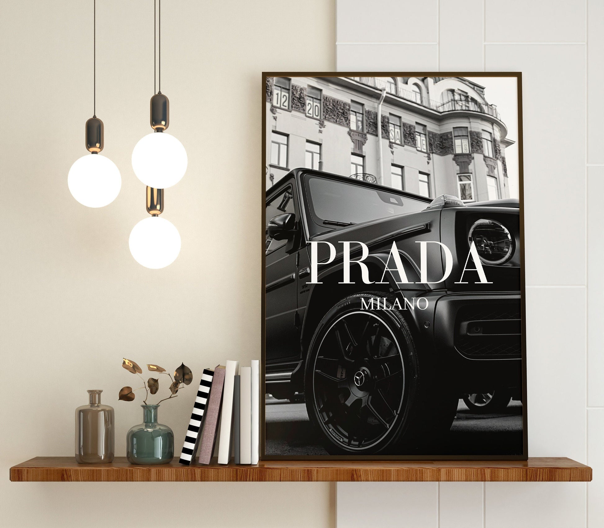 Black and White Luxury Fashion Super Car Canvas Art