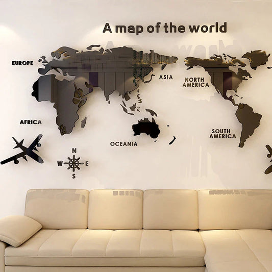 3D World Map Acrylic Stickers