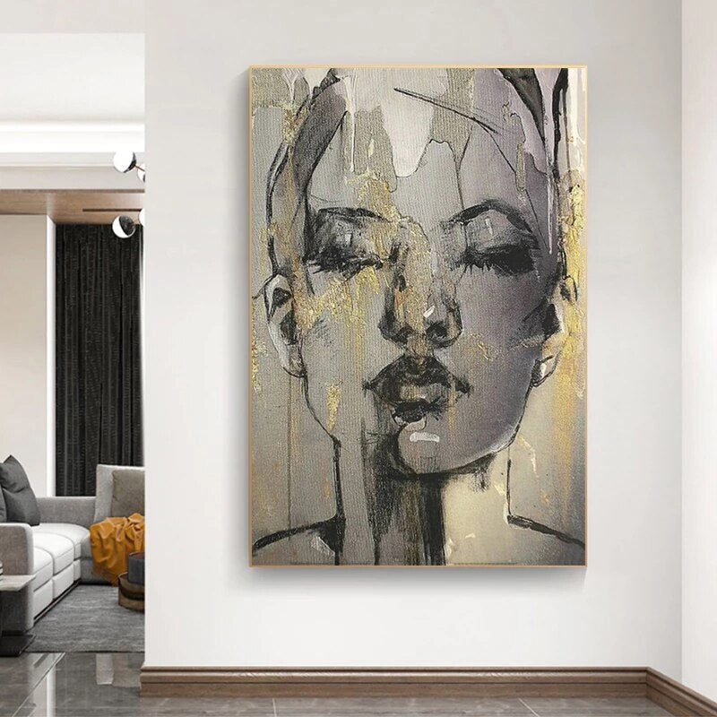 Abstract Women Gold Foil Canvas Art