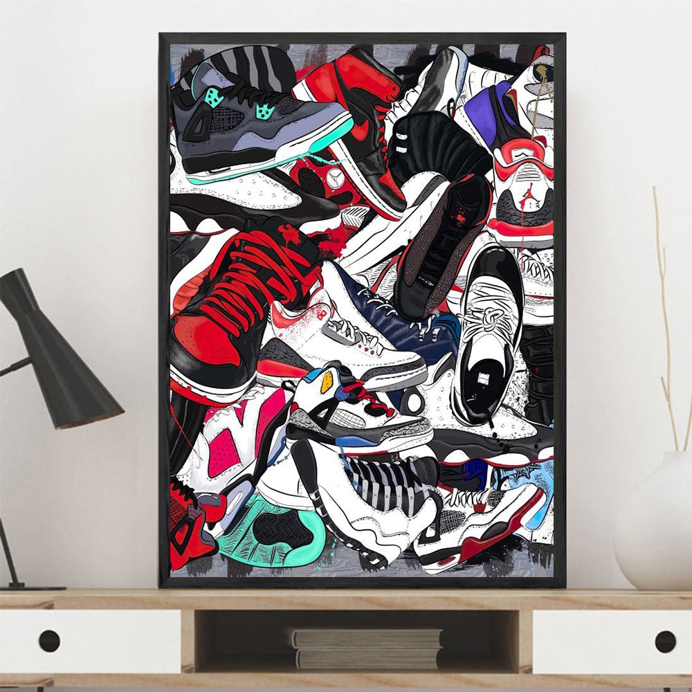 Basketball Shoes Sneakers Wall Art Canvas