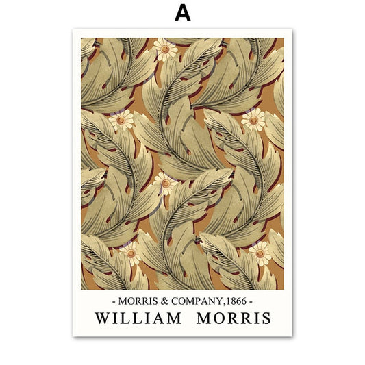 William Morris Plant Leaf Bird Botanical Wall Art Canvas