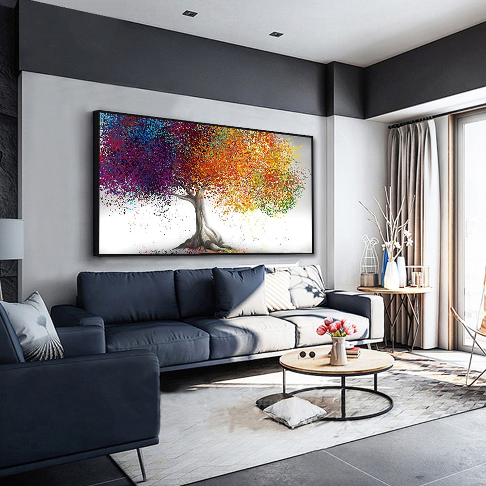 Abstract Colorful Tree Canvas Art