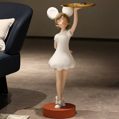 Waitress Statue with Tray