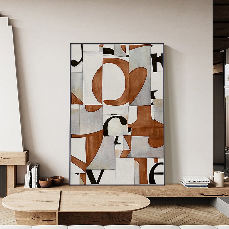 Abstract Wood Geometric Pattern Canvas Art