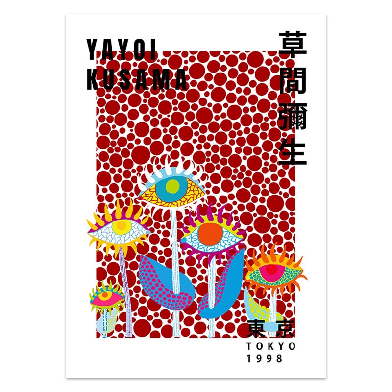 Yayoi Kusama Mushroom Canvas Art