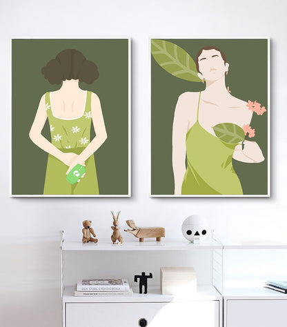 Woman In Green Canvas Art