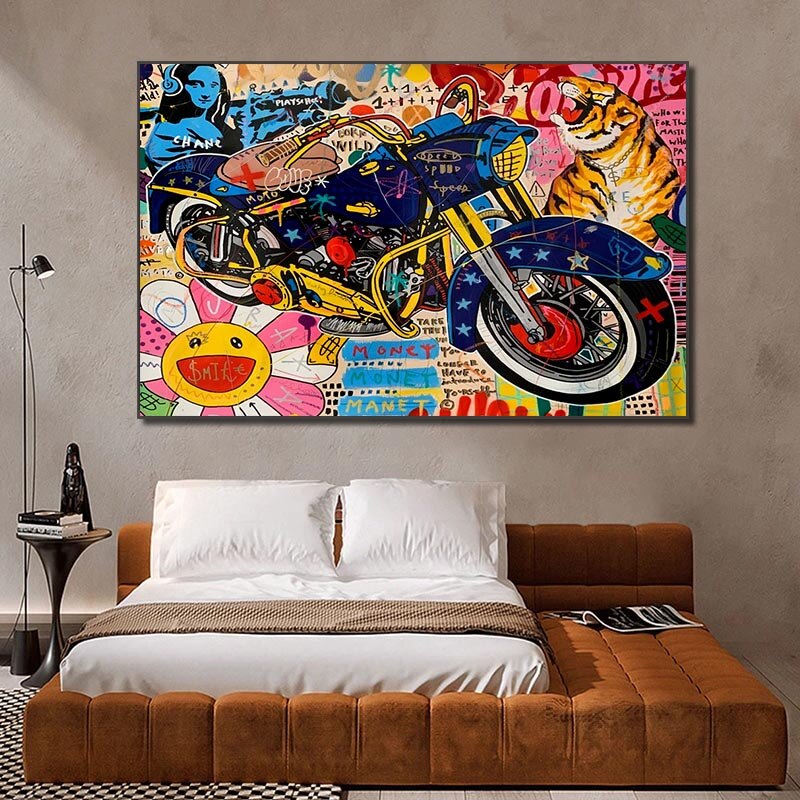 Graffiti Motorcycle Canvas Art