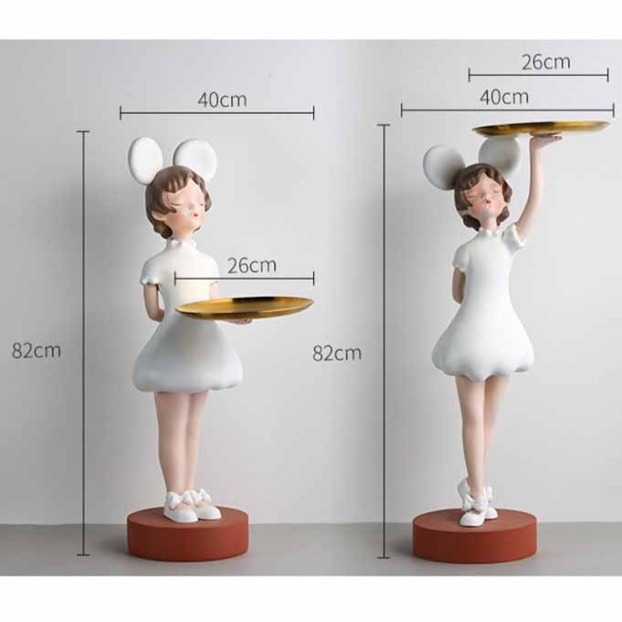 Waitress Statue with Tray