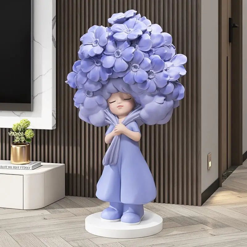 Flower Girl Floor Ornament Statue