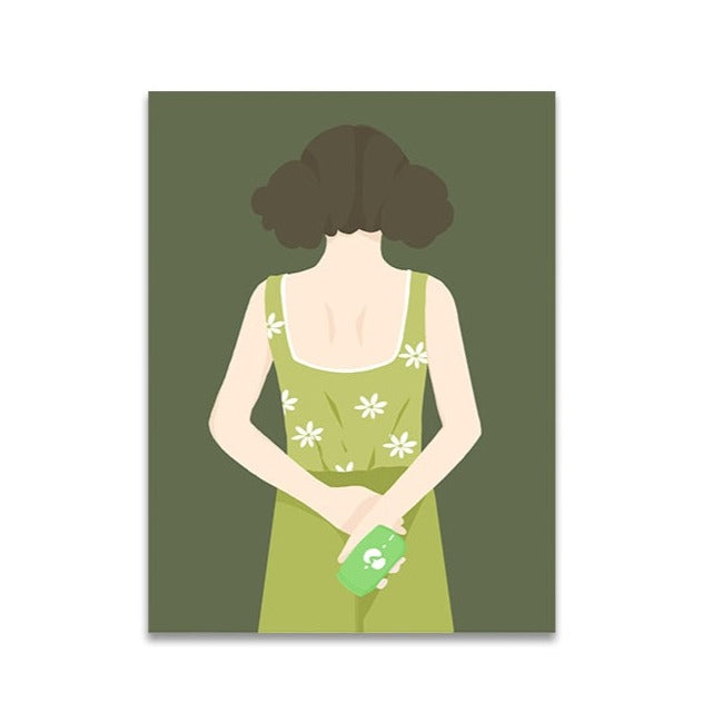 Woman In Green Canvas Art