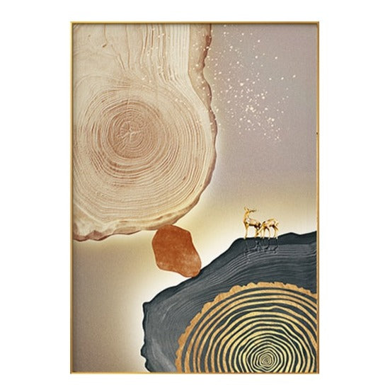 Abstract Gold Foil Annual Ring Canvas Art