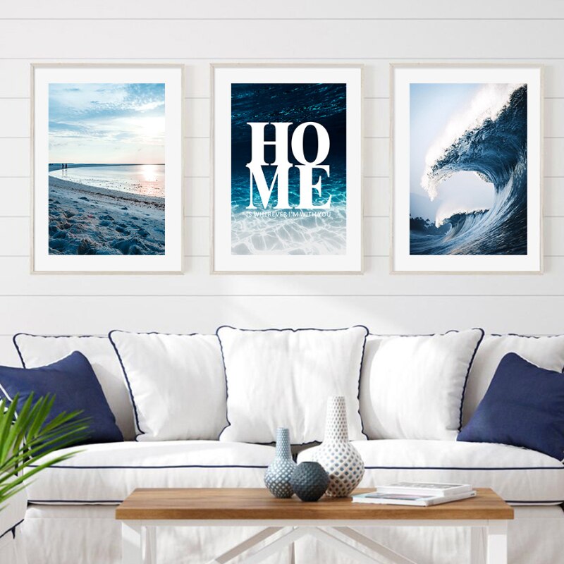 Blue Sea Wave Canvas Art