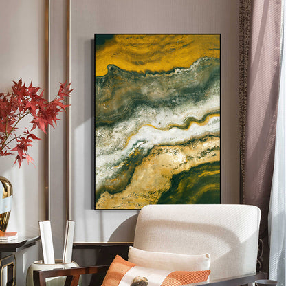 Abstract Marble Yellow Gray Canvas Art