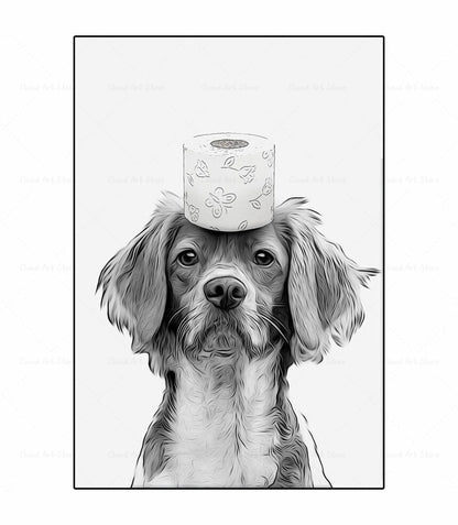 Black and White Animal Funny Bathroom Canvas Art