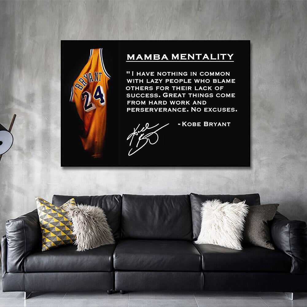 Kobe Bryant Jersey Motivational Canvas Art