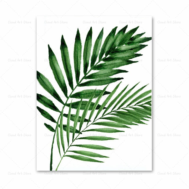 Tropical Green Monstera Leaf Canvas Art