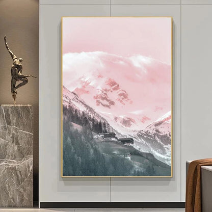 Pink Snow Mountain Canvas Art