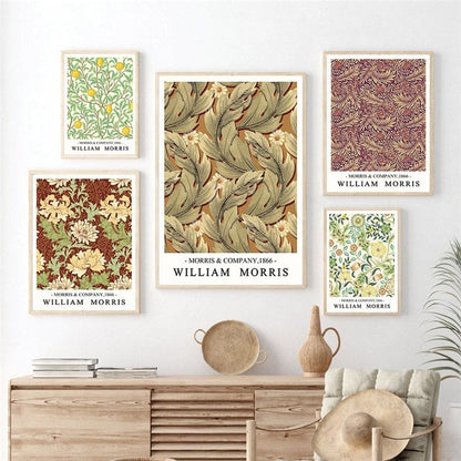 William Morris Plant Leaf Bird Botanical Wall Art Canvas