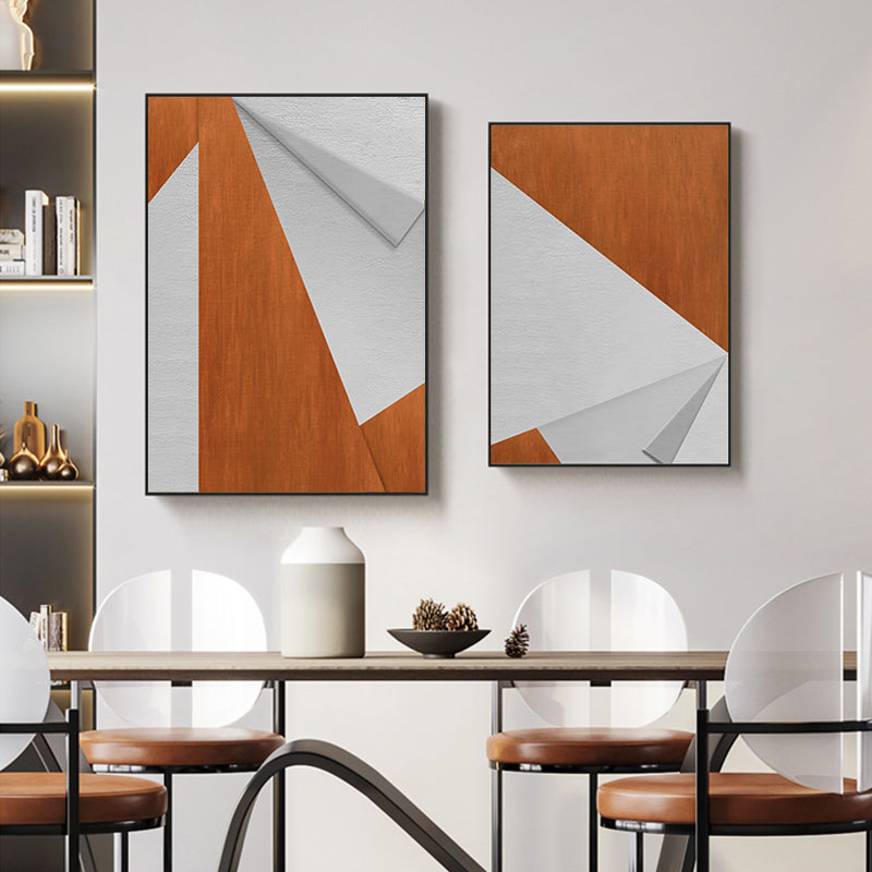 Modern Geometry Orange Canvas Art