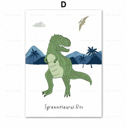 Dinosaur Kids Baby Boy's Room Wall Art Canvas