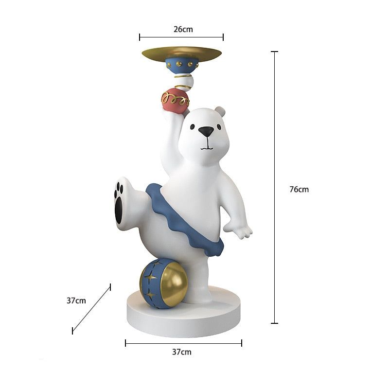 Polar Bear Ball Statue with Tray