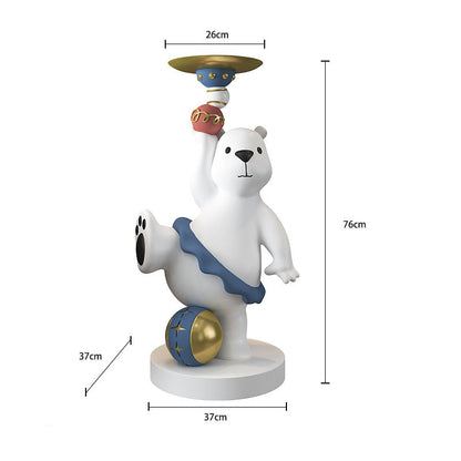 Polar Bear Ball Statue with Tray