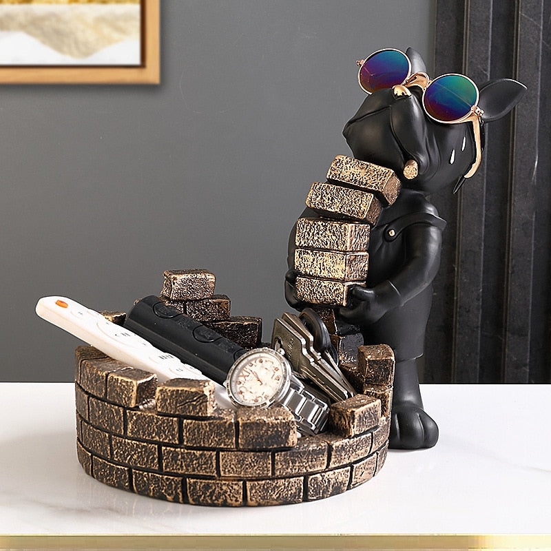 Builder French Bulldog Storage Statue