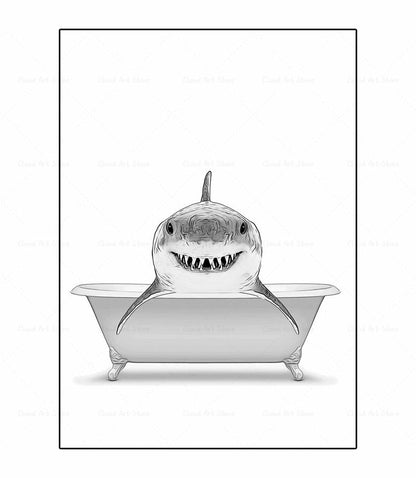 Black and White Animal Funny Bathroom Canvas Art