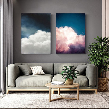 Pink White Clouds Canvas Art