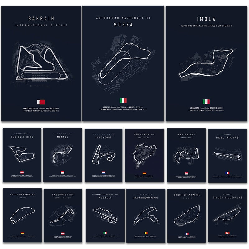 Formula 1 Imola Monaco Track Circuit Canvas Art