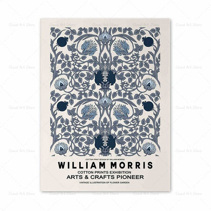 William Morris Exhibition Blue Flower Canvas Art