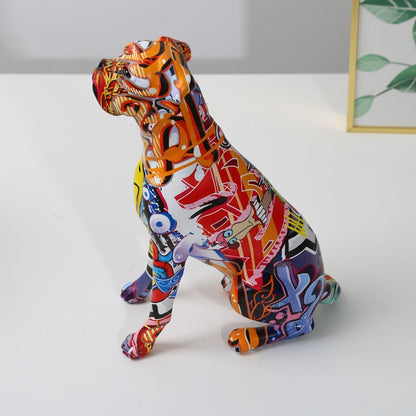 Graffiti Boxer Dog Resin Statue