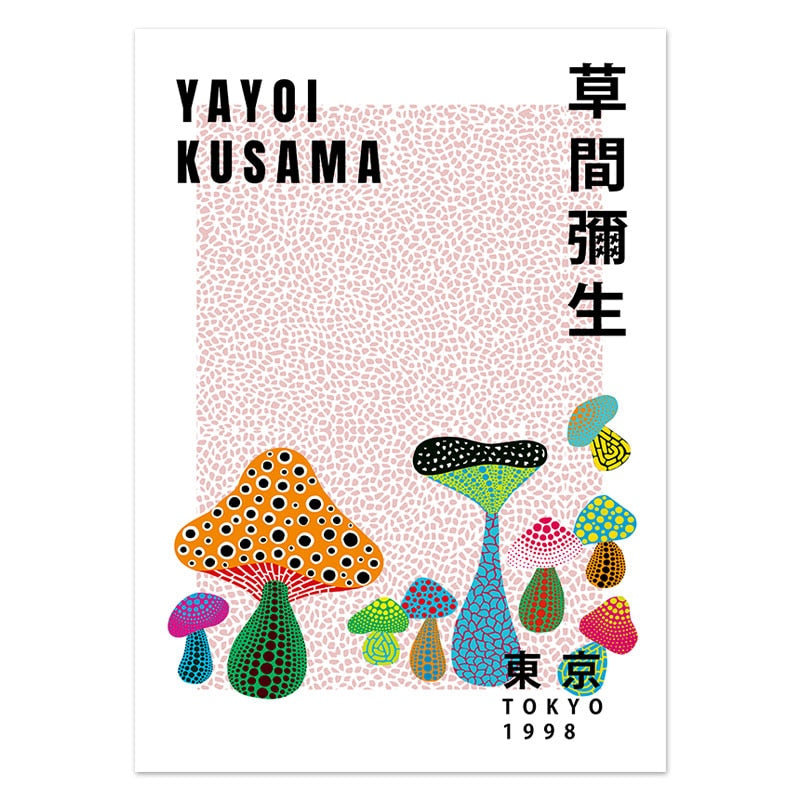 Yayoi Kusama Mushroom Canvas Art