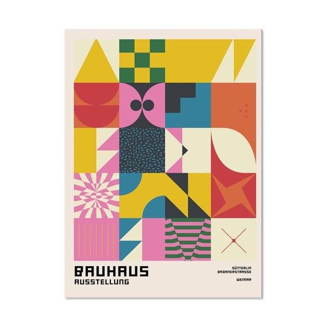 Abstract Geometry Bauhaus Colorful Canvas Art