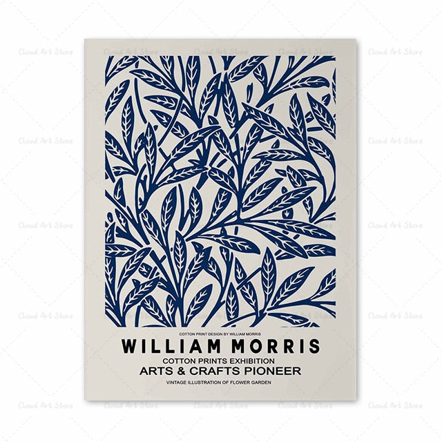 William Morris Exhibition Blue Flower Canvas Art