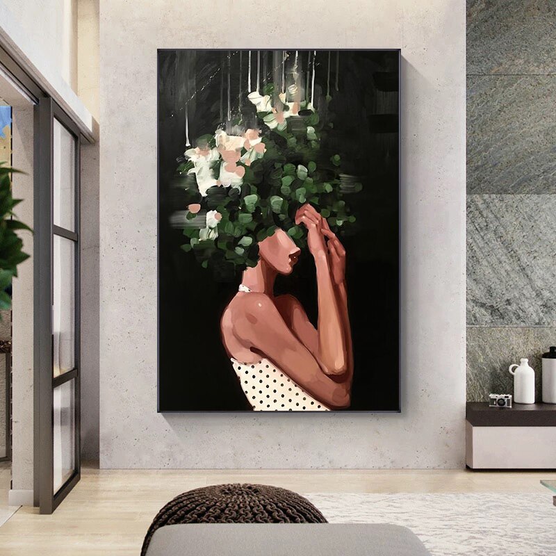 Abstract Flower Woman Oil Painting Canvas Art