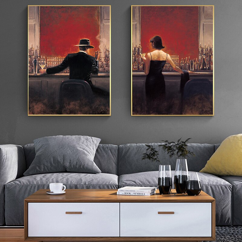 Gentleman and Lady in the Pub Canvas Art