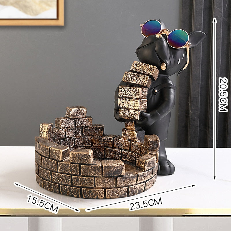 Builder French Bulldog Storage Statue