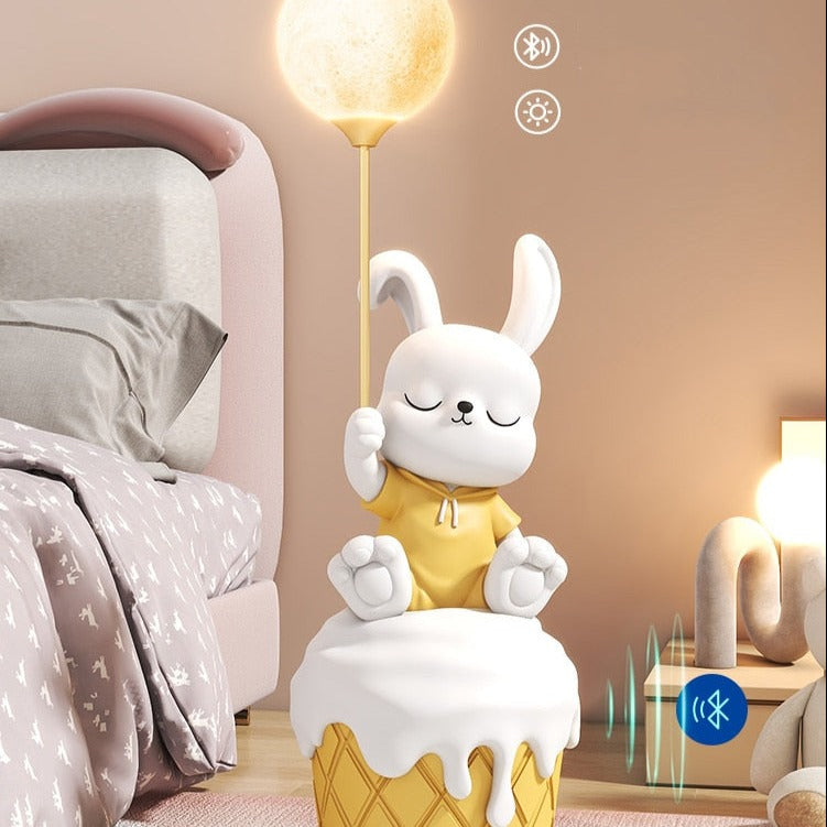 Cute Bunny Statue with Light and Bluetooth Speaker