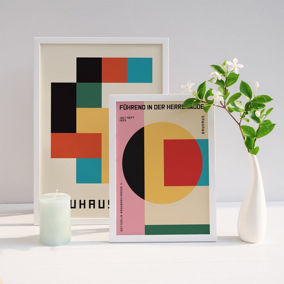 Bauhaus Abstract Colorful Geometric Canvas Art