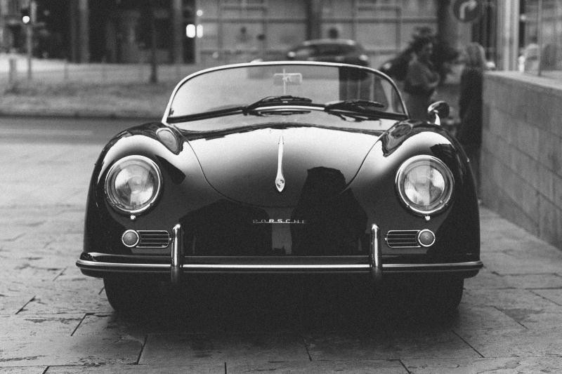 Black and White Porsche 356 Classic Car Canvas Art