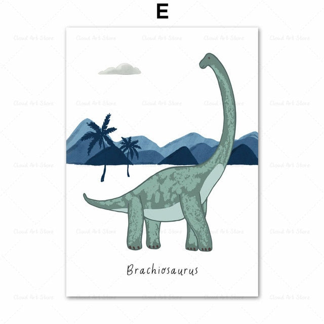 Dinosaur Kids Baby Boy's Room Wall Art Canvas