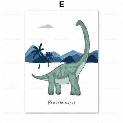 Dinosaur Kids Baby Boy's Room Wall Art Canvas